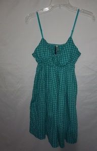 Lei LJ Sleeveless Cotton Sundress Mini Dress in a Lapis Turquoise Print